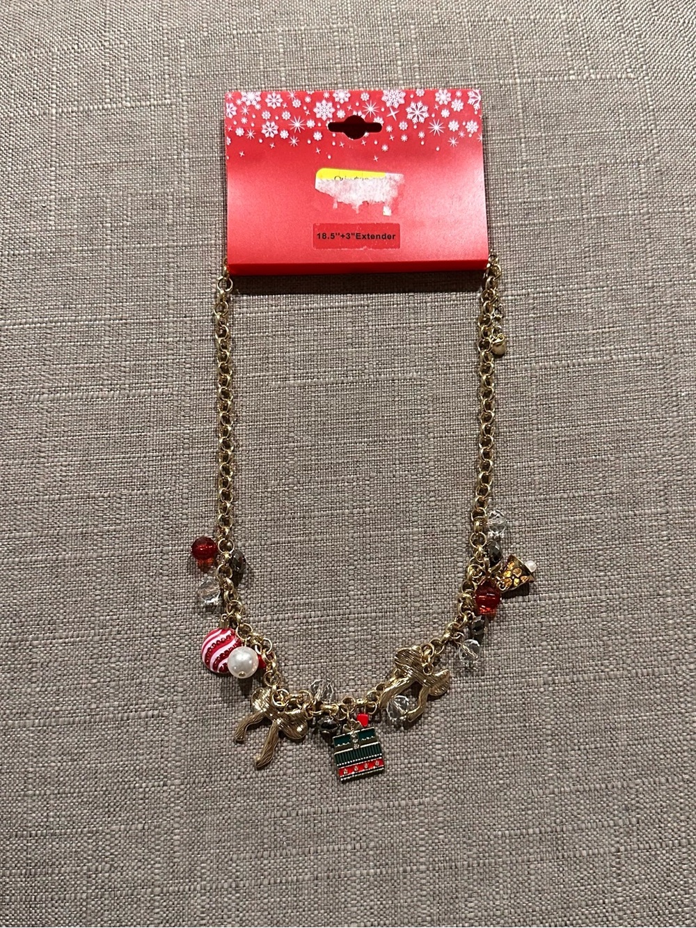 Festive Gold-Tone Holiday Charm Necklace